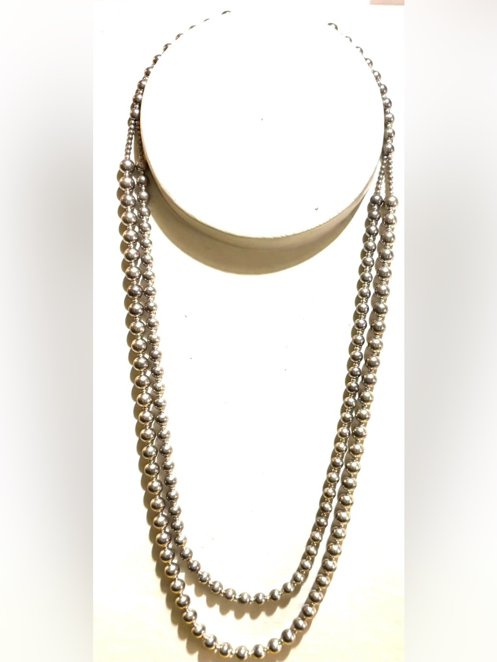 Silver Beaded Layered Necklace - Women Jewelry